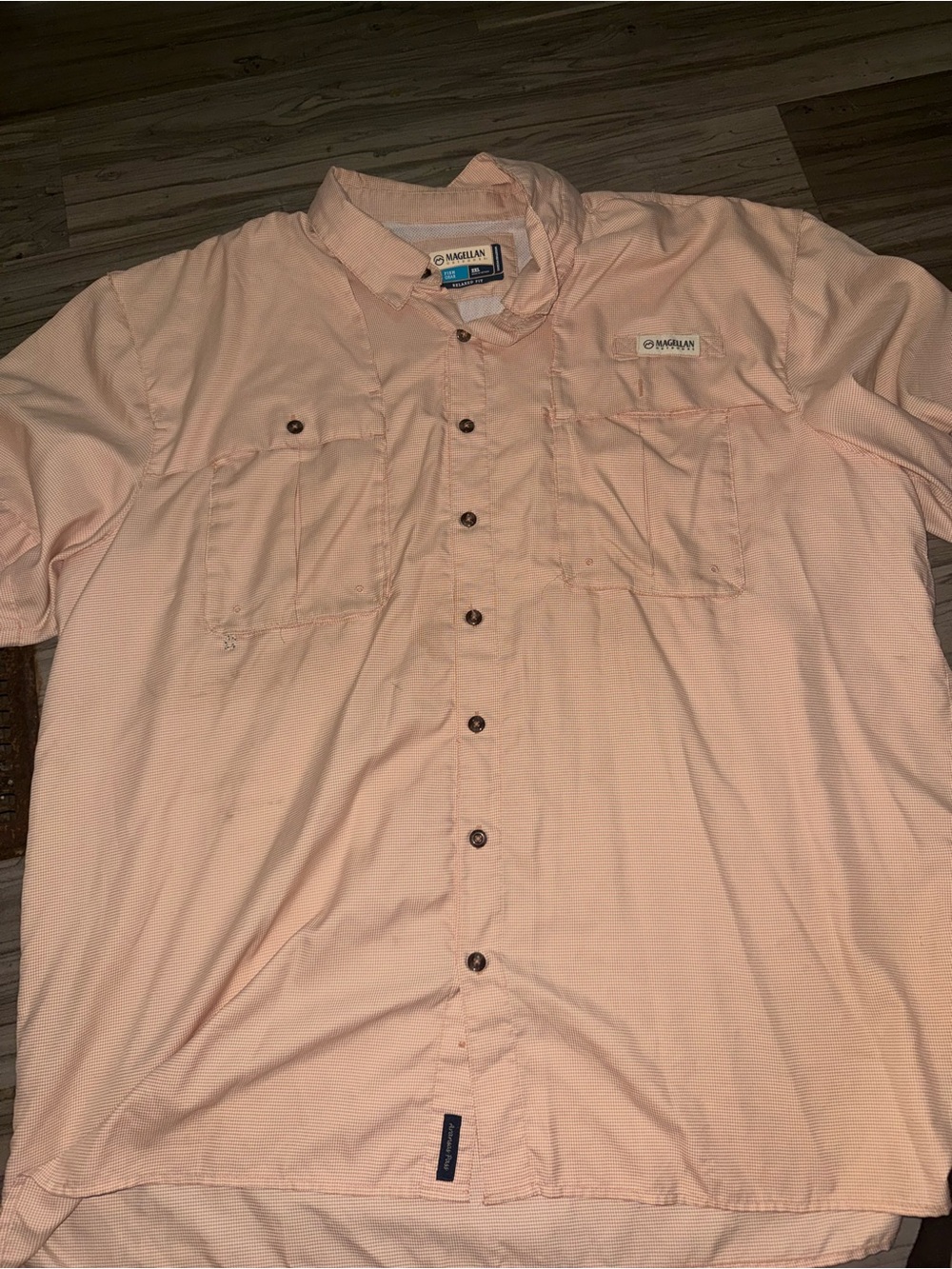 Magellan Outdoors Button-Up Performance Shirt - Peach